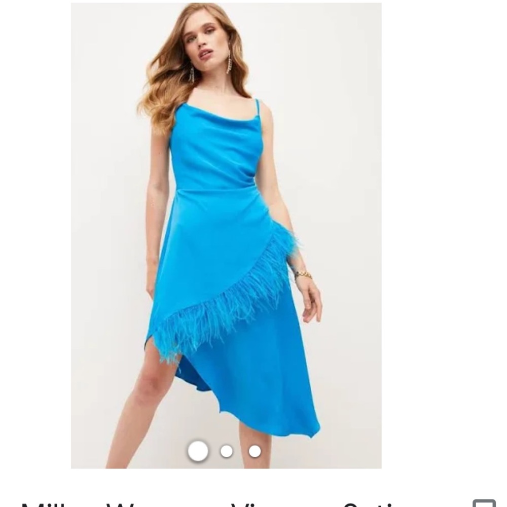 New Keren Millen Satin Crepe Cowl Neck Feather Cami Dress Sz 4 - Picture 2 of 15